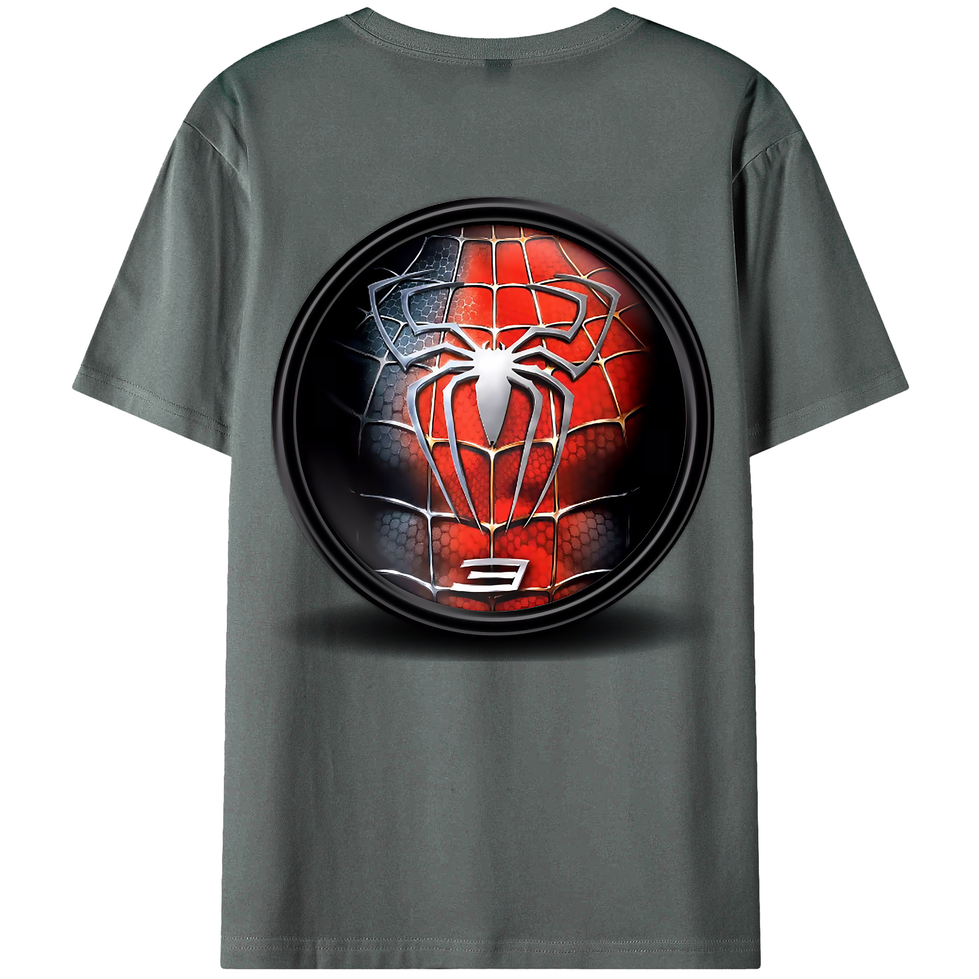 （画像用） Spider Man スパイダーマン 綿100％ メンズ半袖Tシャツ（バックプリント） 通気性